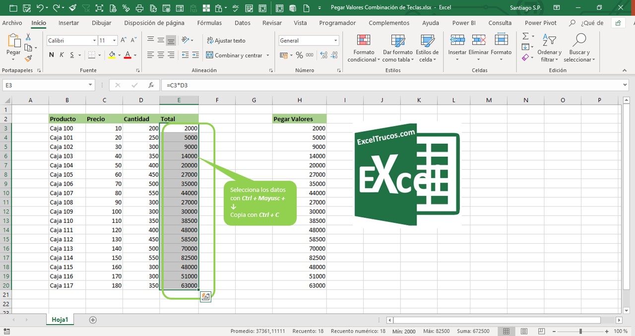 Pegar Valores en Excel con el teclado Excel Ayuda